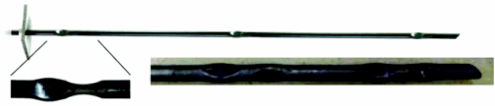 El Perno-D es fijado con inyección de lechada en puntos de anclaje con forma de pala, dejando que las secciones suaves se deformen libremente.